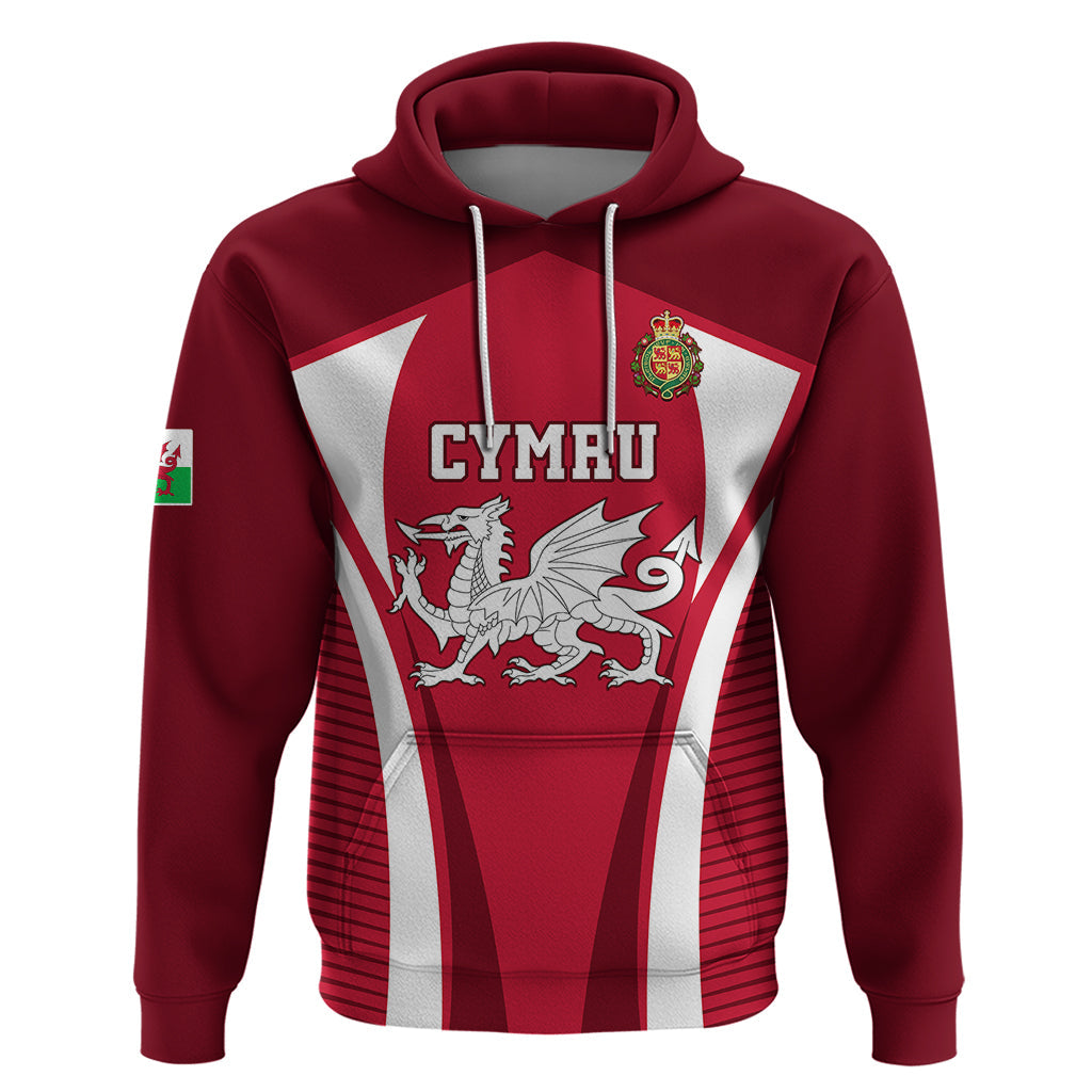 Custom Wales Rugby Hoodie Three Feathers Dragon 2023 World Cup LT01