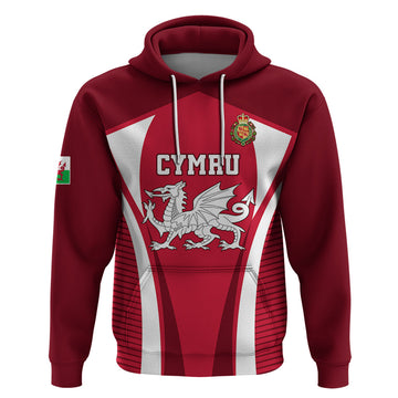Custom Wales Rugby Hoodie Three Feathers Dragon 2023 World Cup LT01