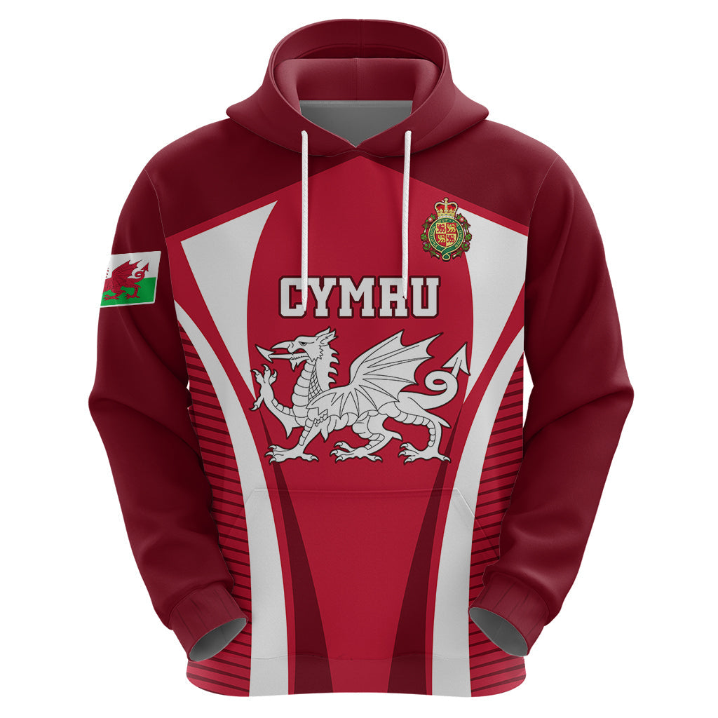 Custom Wales Rugby Hoodie Three Feathers Dragon 2023 World Cup LT01