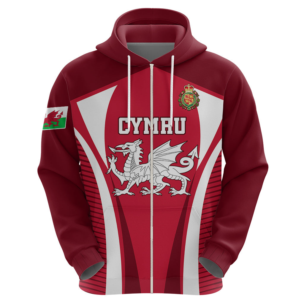 Custom Wales Rugby Hoodie Three Feathers Dragon 2023 World Cup LT01