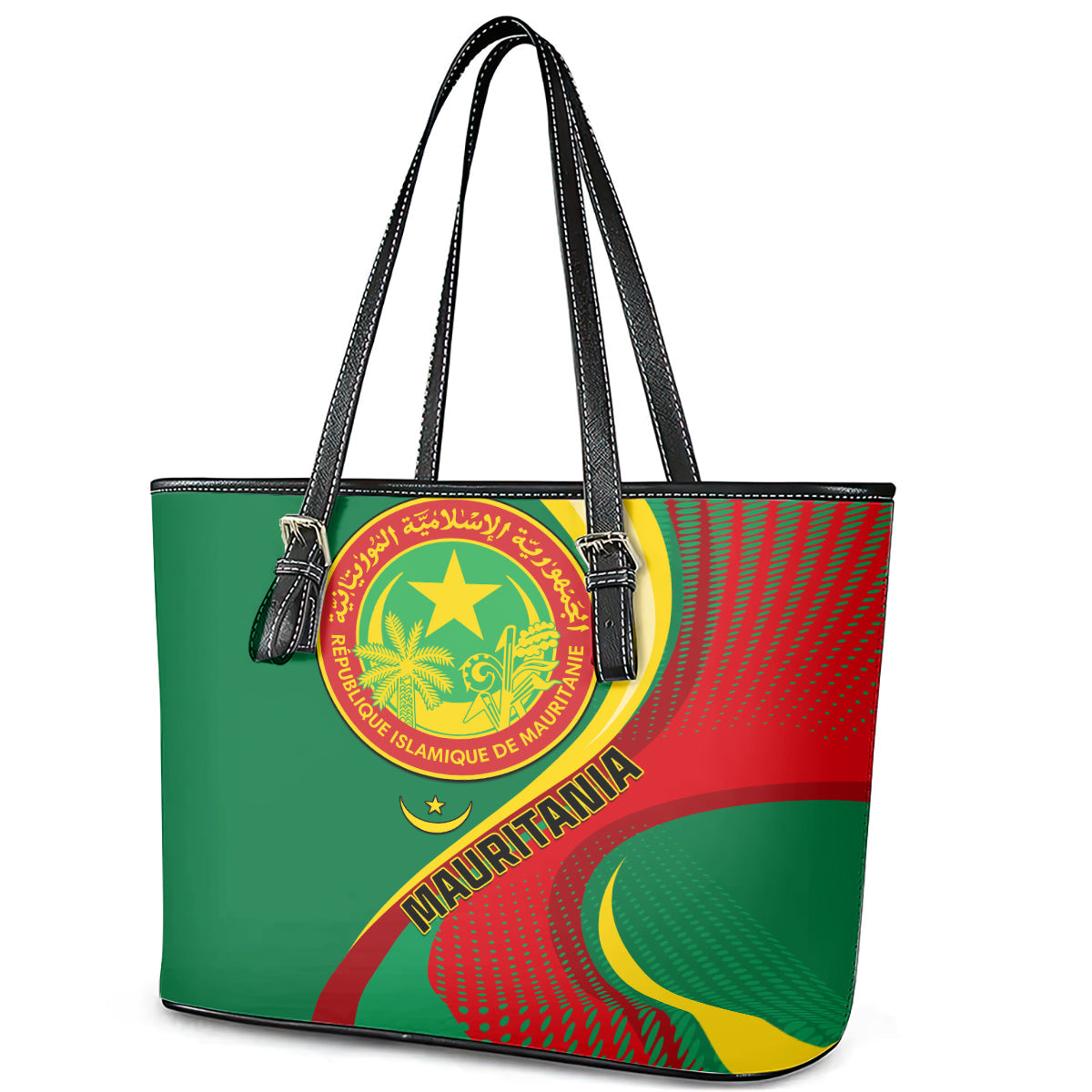 Mauritania Independence Day Leather Tote Bag Mauritanian Seal Special Version LT01