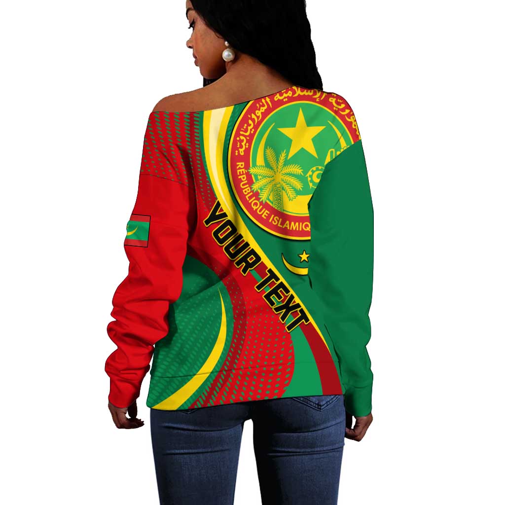 Personalized Mauritania Independence Day Off Shoulder Sweater with Mauritanian Seal - Special Version LT01