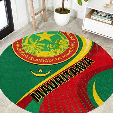 Mauritania Independence Day Round Carpet with Mauritanian Seal - Special Version LT01