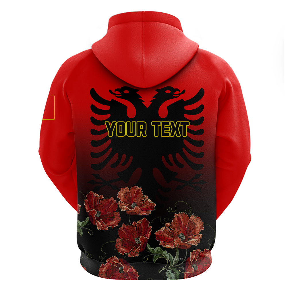 Personalised Albania Independence Day Hoodie Albanian Coat Of Arms With Red Poppy Flower LT01