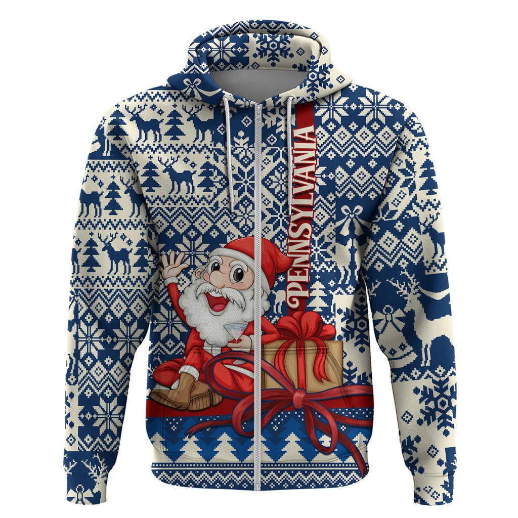 Pennsylvania Christmas Hoodie Santa Claus With Gift Box Xmas Pattern LT01