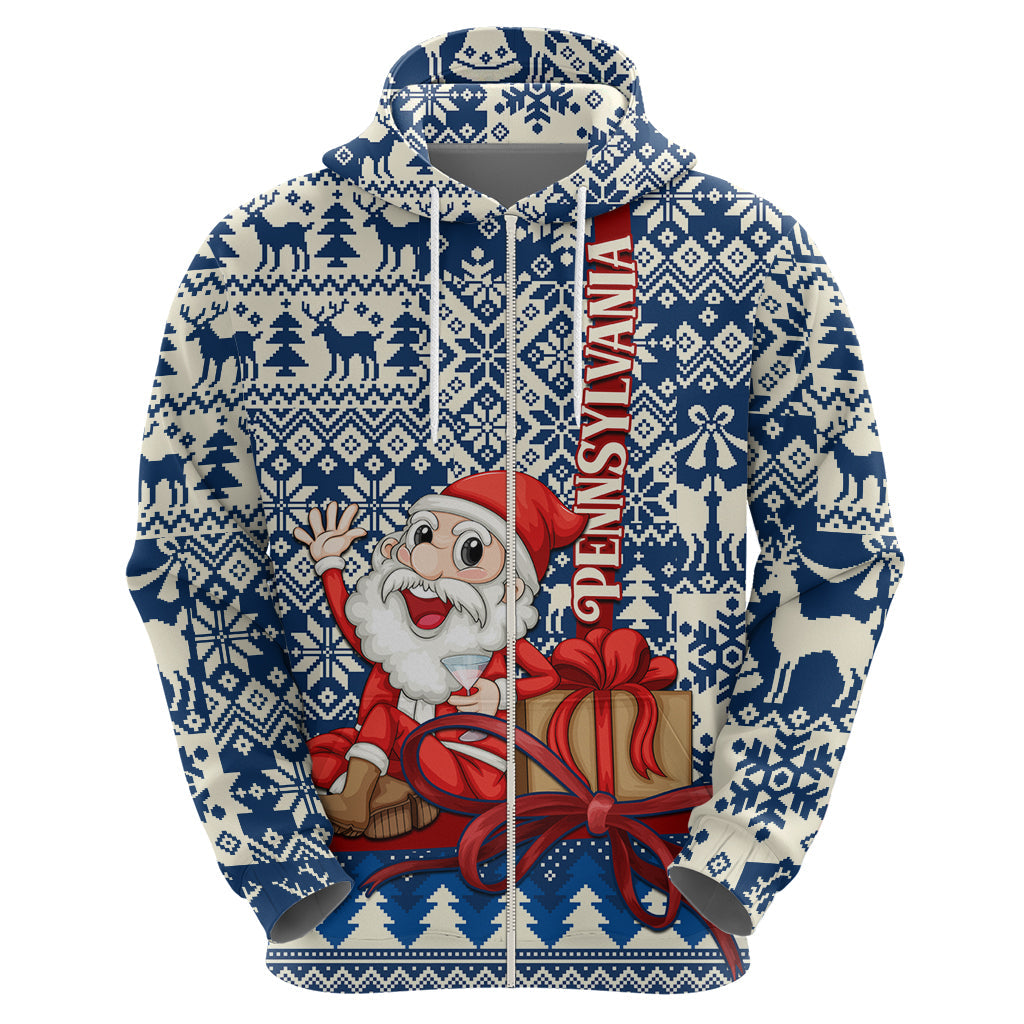 Pennsylvania Christmas Hoodie Santa Claus With Gift Box Xmas Pattern LT01