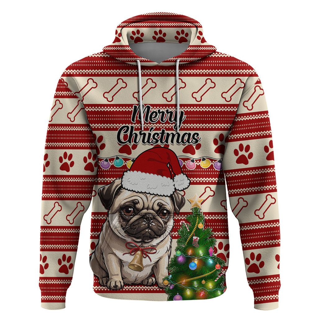 Custom Dog Christmas Hoodie Cute Pug Dog With Xmas Tree LT01