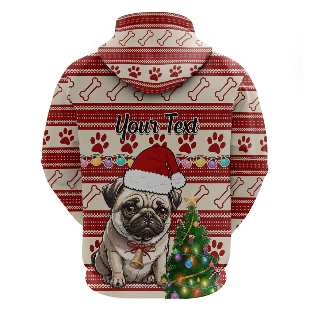 Custom Dog Christmas Hoodie Cute Pug Dog With Xmas Tree LT01