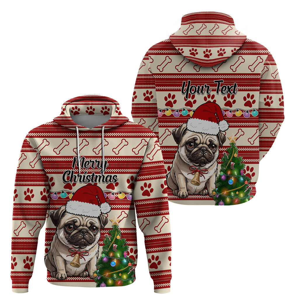 Custom Dog Christmas Hoodie Cute Pug Dog With Xmas Tree LT01