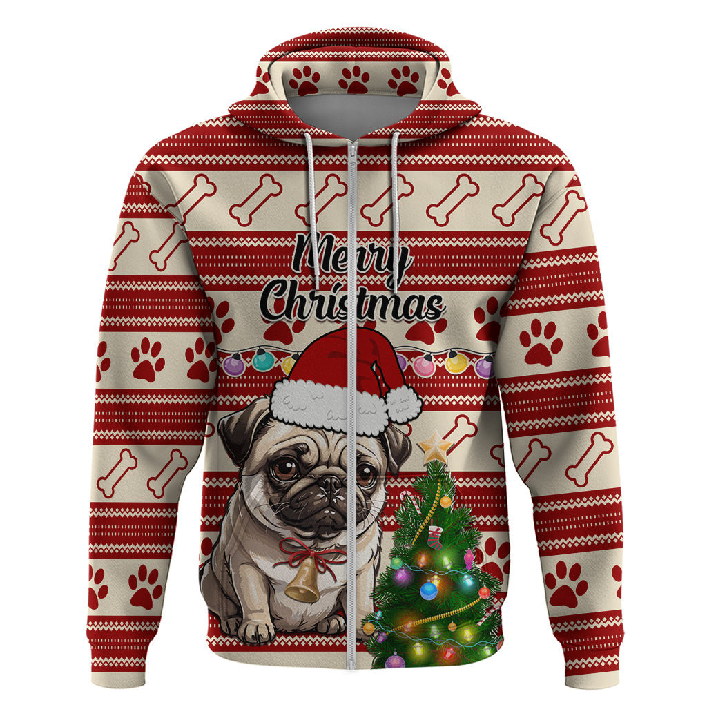 Custom Dog Christmas Hoodie Cute Pug Dog With Xmas Tree LT01