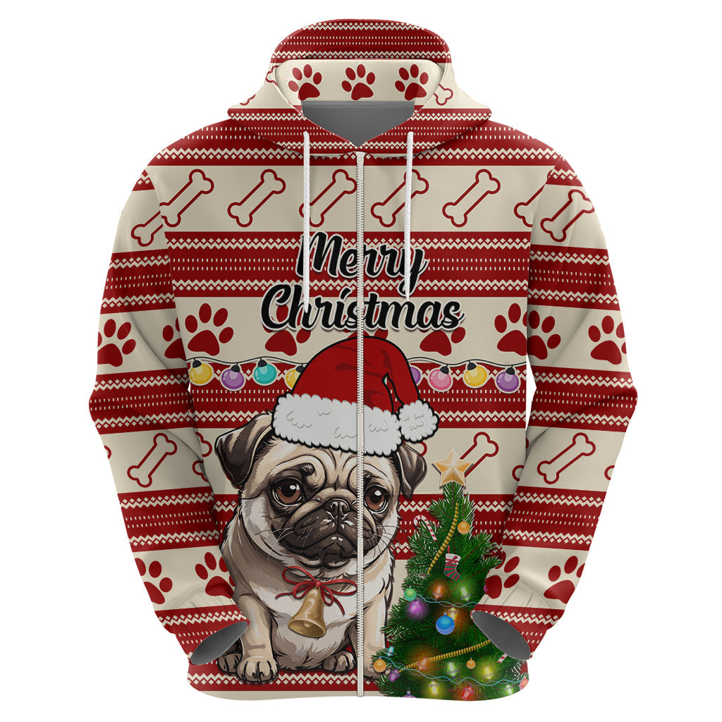 Custom Dog Christmas Hoodie Cute Pug Dog With Xmas Tree LT01