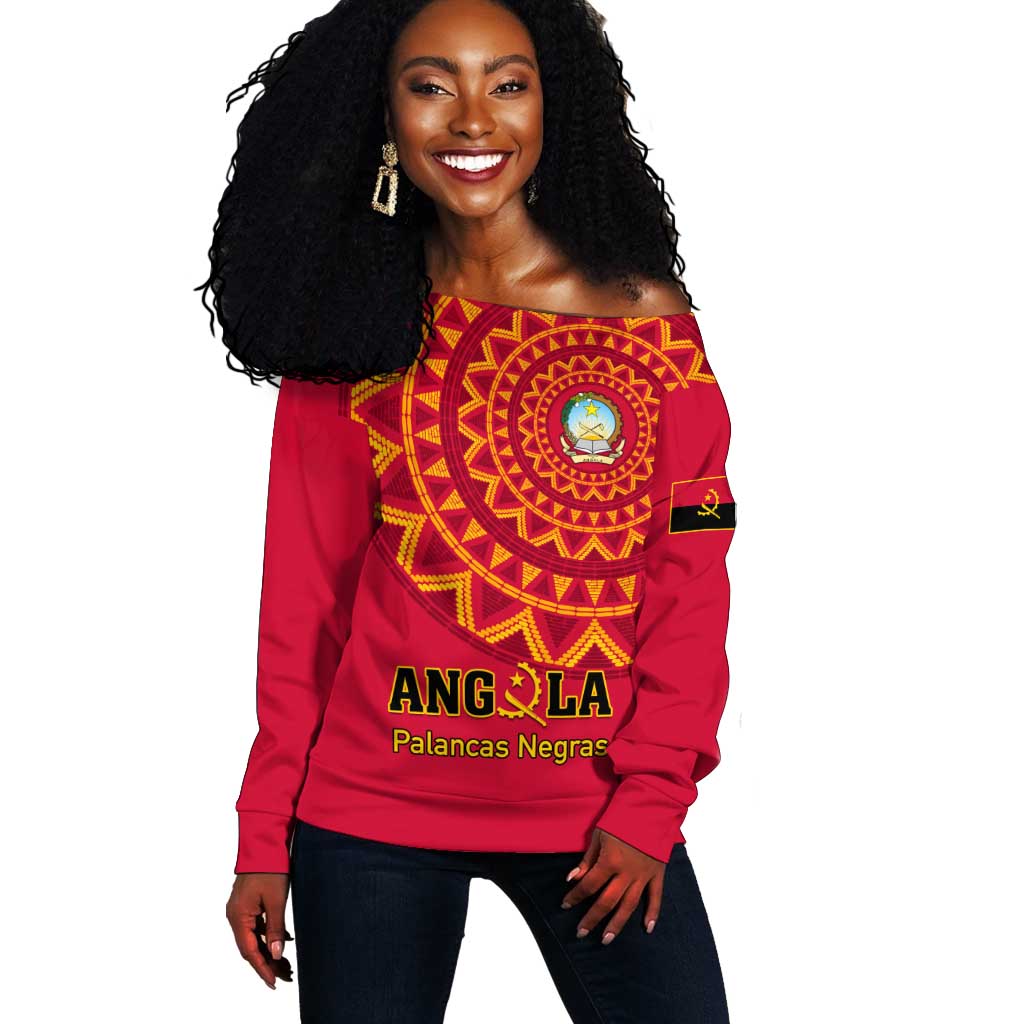 Support Palancas Negras - Red Angola Football Off Shoulder Sweater LT01