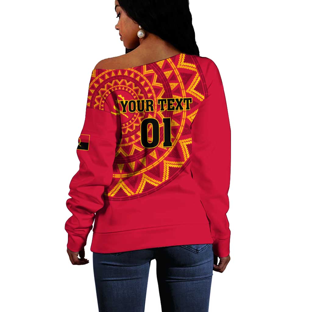Support Palancas Negras - Red Angola Football Off Shoulder Sweater LT01