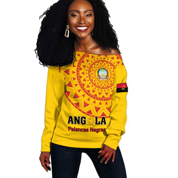 Support Palancas Negras - Yellow Angola Football Off Shoulder Sweater LT01