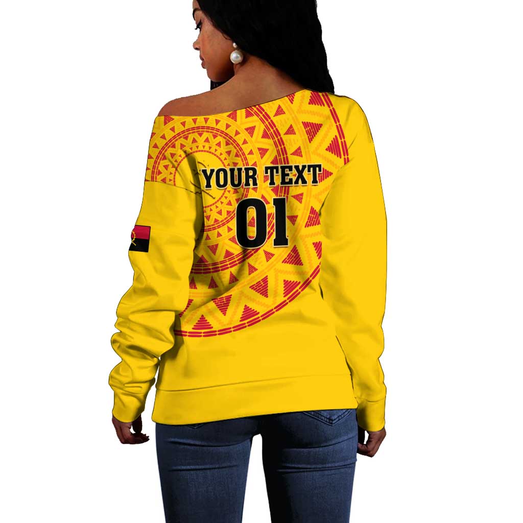 Support Palancas Negras - Yellow Angola Football Off Shoulder Sweater LT01