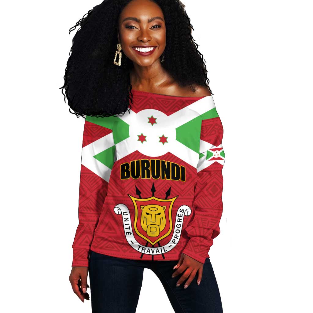 Personalized Burundi Off Shoulder Sweater Coat Of Arms African Pattern LT01