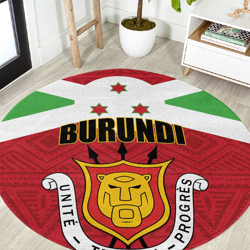 Burundi Round Carpet Coat Of Arms African Pattern LT01