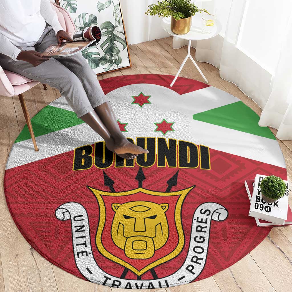 Burundi Round Carpet Coat Of Arms African Pattern LT01