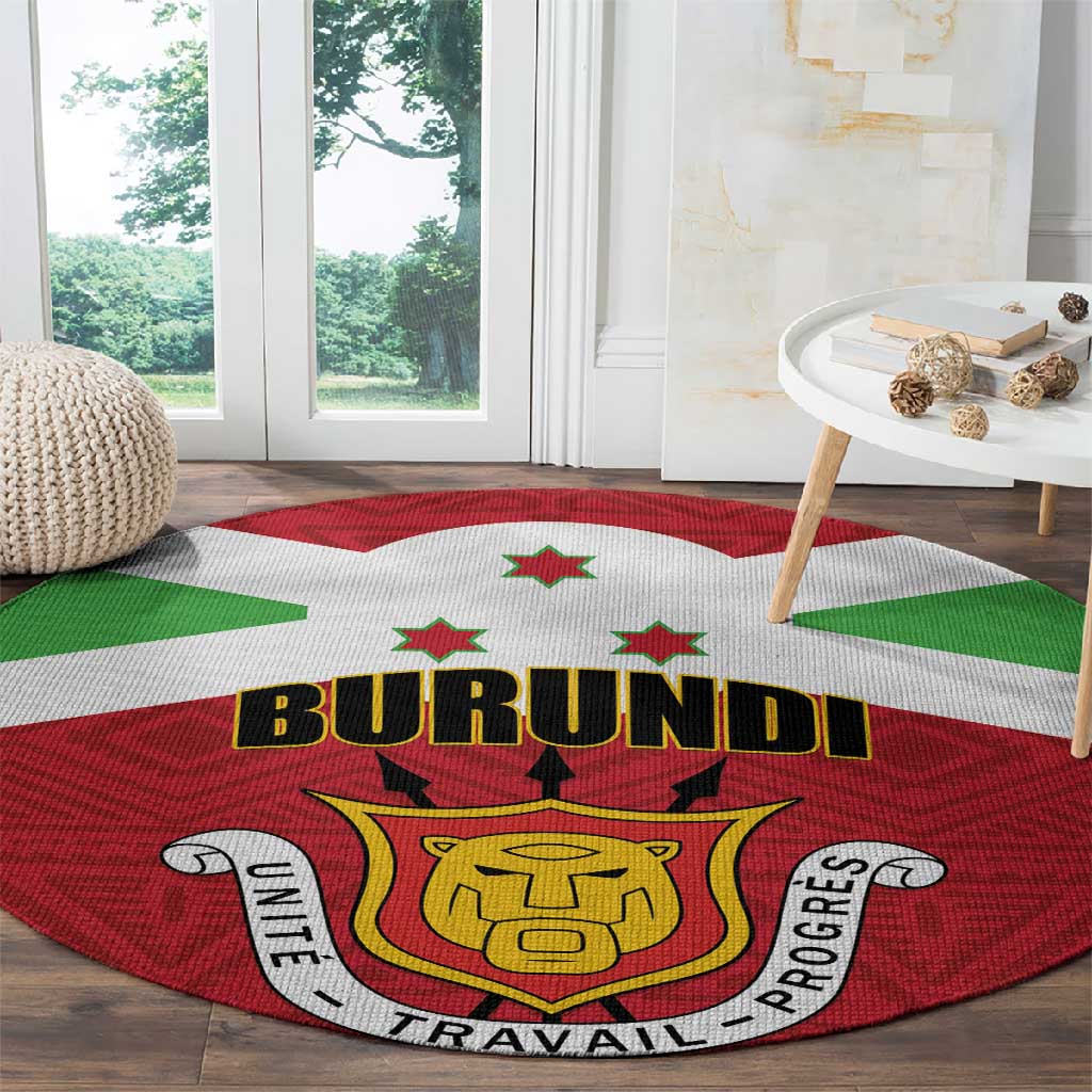Burundi Round Carpet Coat Of Arms African Pattern LT01