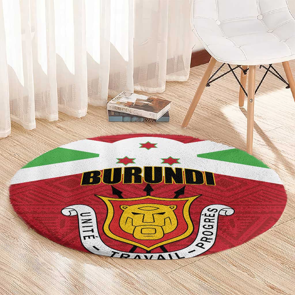 Burundi Round Carpet Coat Of Arms African Pattern LT01