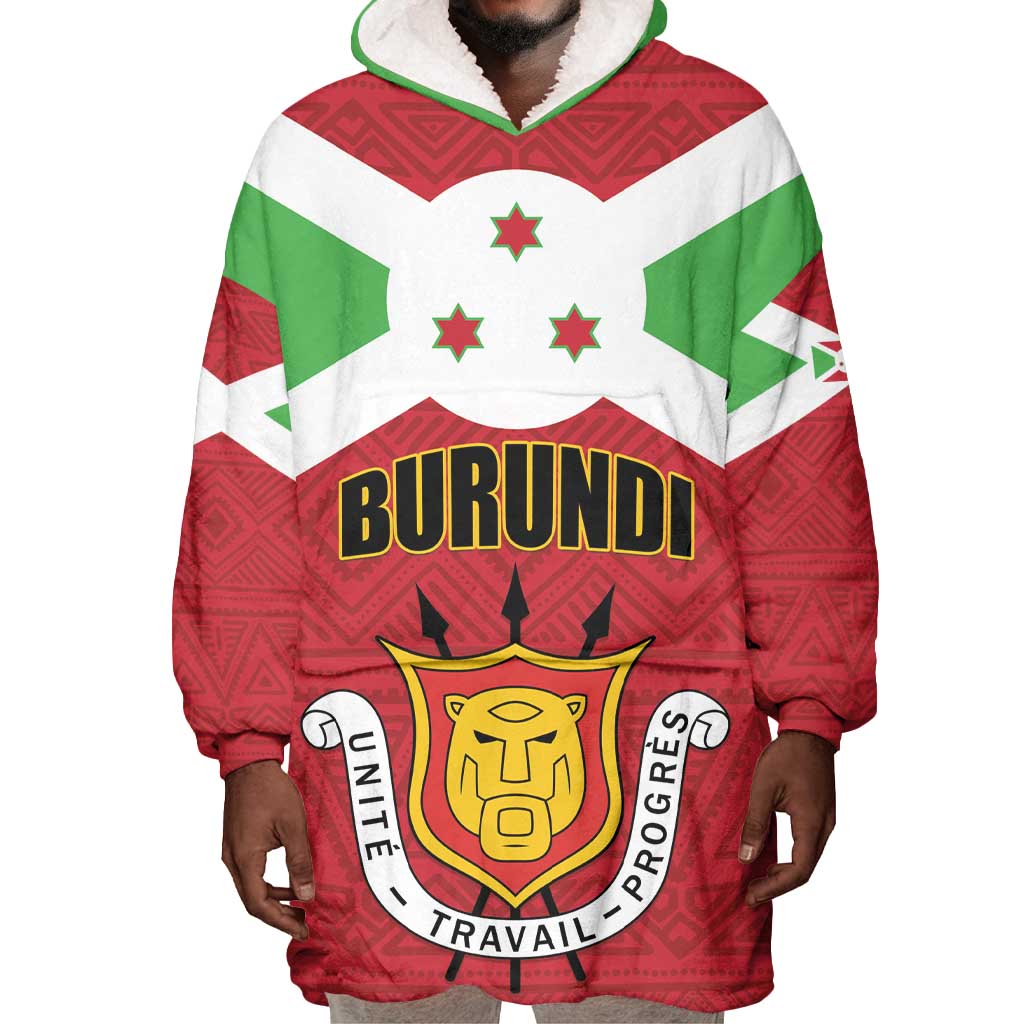 Personalized Burundi Wearable Blanket Hoodie Coat Of Arms African Pattern LT01