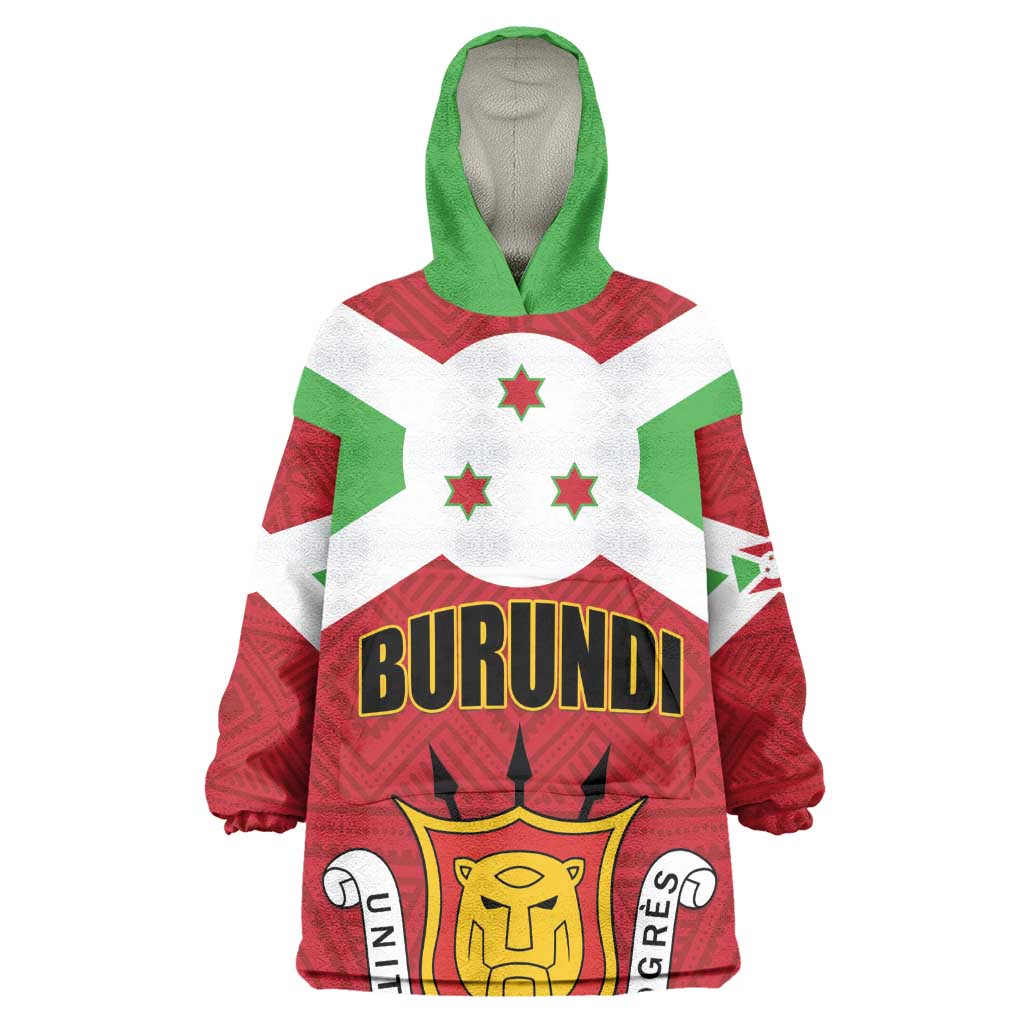 Personalized Burundi Wearable Blanket Hoodie Coat Of Arms African Pattern LT01