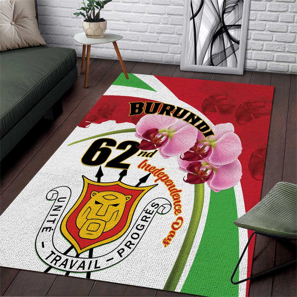 Burundi Independence Day Area Rug Coat Of Arms Bujumbura Flower LT01