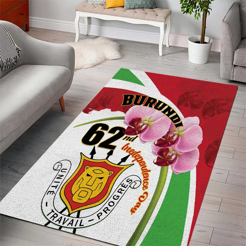 Burundi Independence Day Area Rug Coat Of Arms Bujumbura Flower LT01