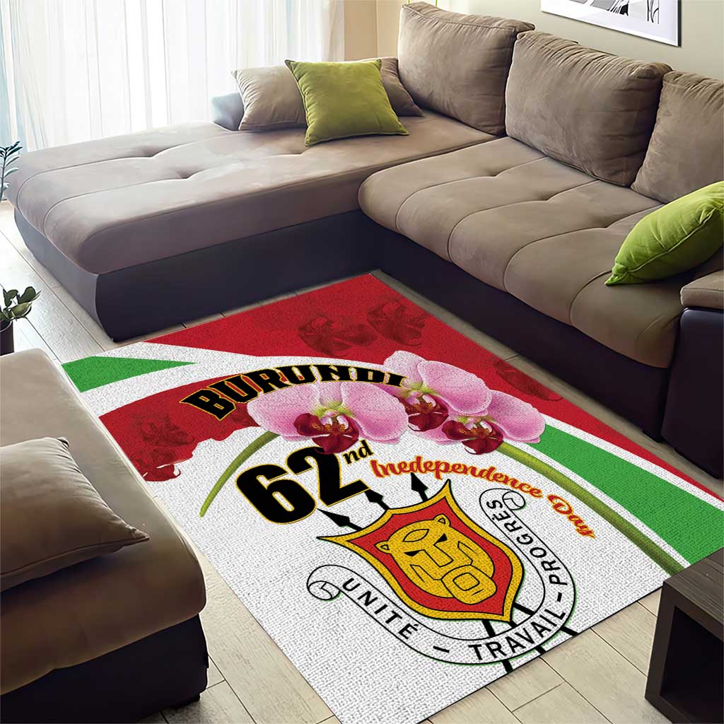Burundi Independence Day Area Rug Coat Of Arms Bujumbura Flower LT01