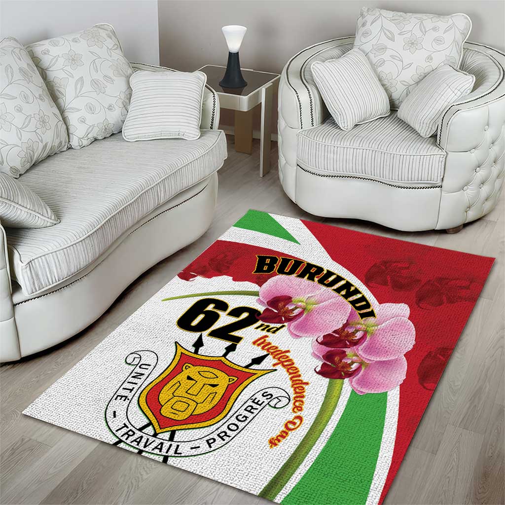 Burundi Independence Day Area Rug Coat Of Arms Bujumbura Flower LT01