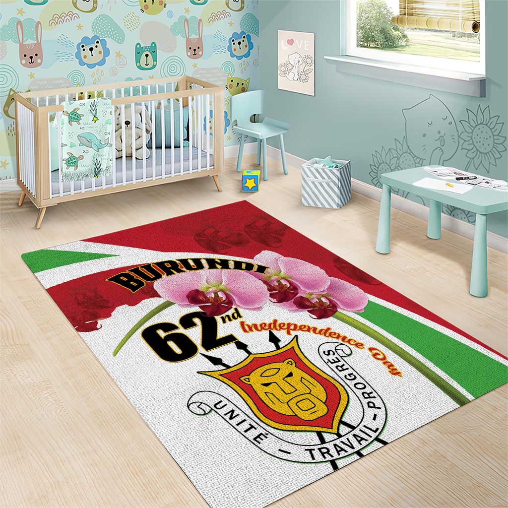 Burundi Independence Day Area Rug Coat Of Arms Bujumbura Flower LT01
