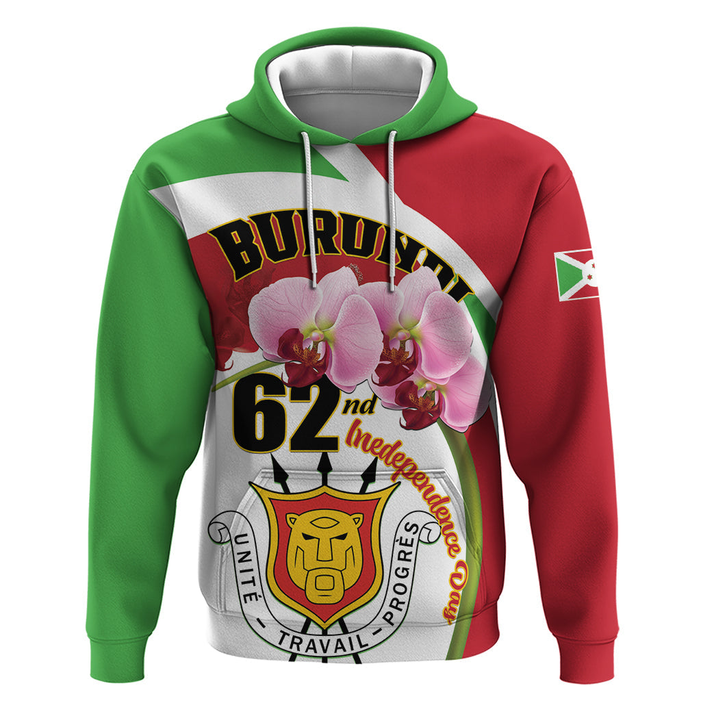 Personalized Burundi Independence Day Hoodie Coat Of Arms Bujumbura Flower LT01
