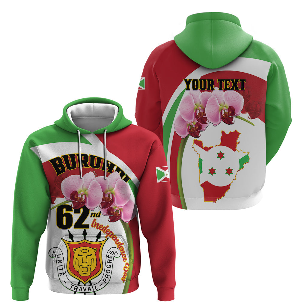 Personalized Burundi Independence Day Hoodie Coat Of Arms Bujumbura Flower LT01