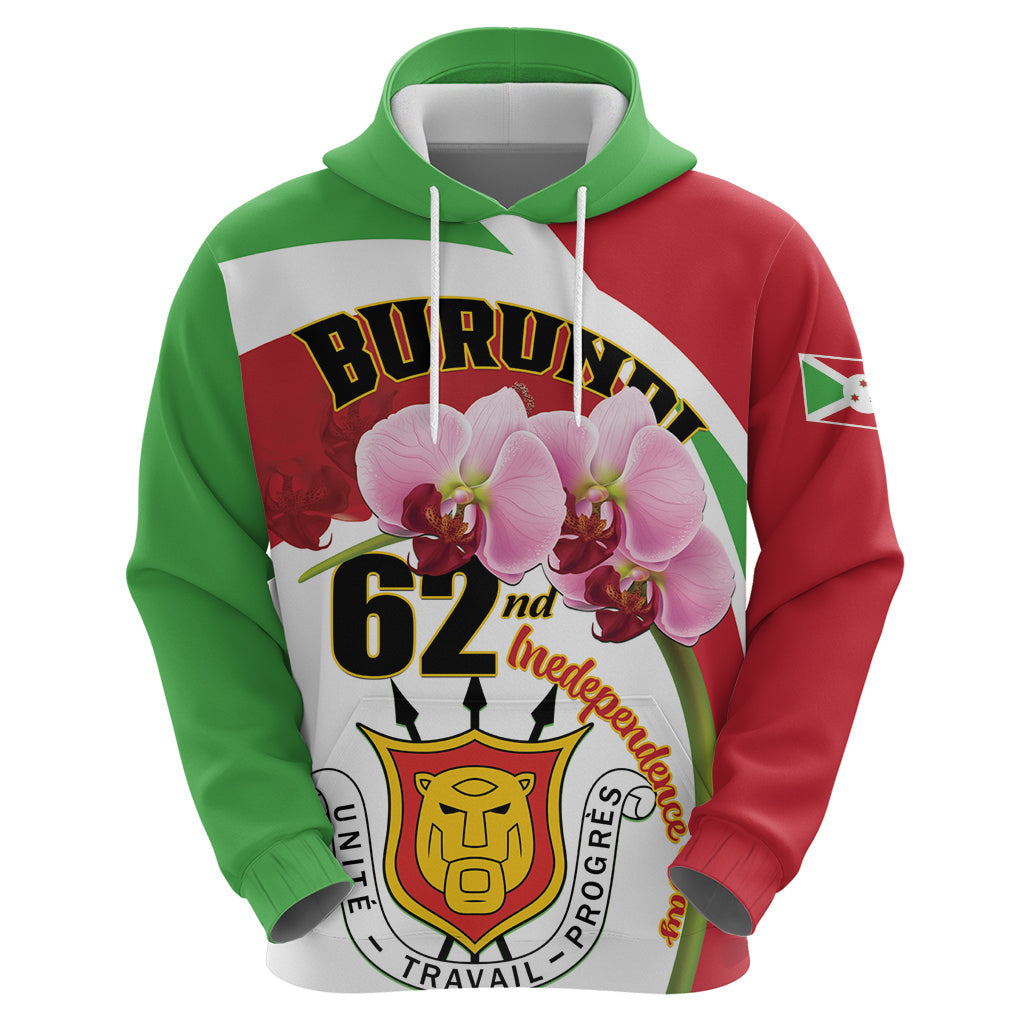 Personalized Burundi Independence Day Hoodie Coat Of Arms Bujumbura Flower LT01