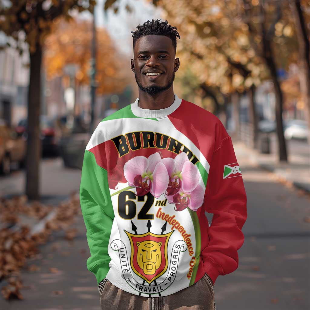 Personalized Burundi Independence Day Sweatshirt Coat Of Arms Bujumbura Flower LT01