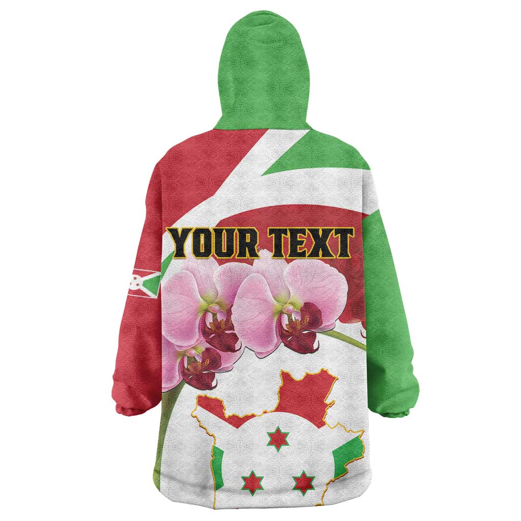Personalized Burundi Independence Day Wearable Blanket Hoodie Coat Of Arms Bujumbura Flower LT01