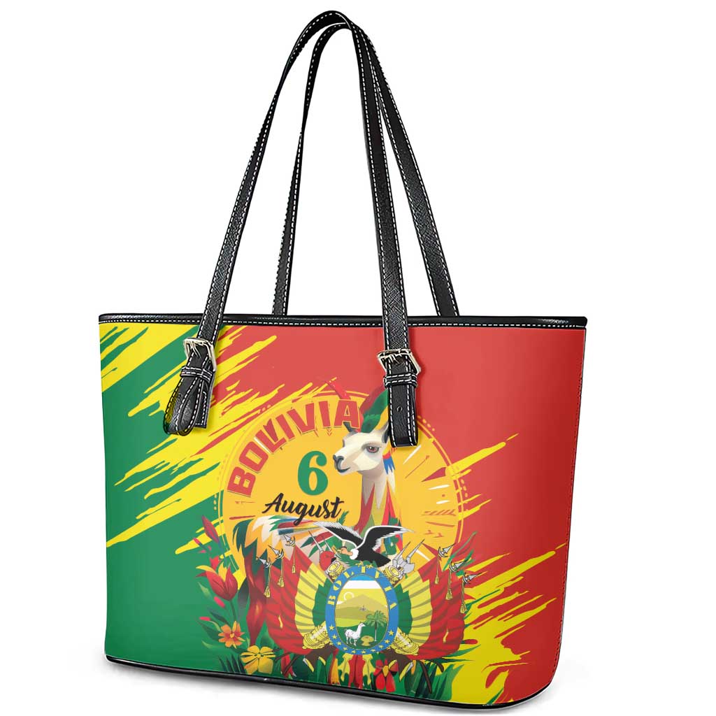 Bolivia Independence Day Leather Tote Bag Puliwya Achka Aylluska Mamallaqta LT01