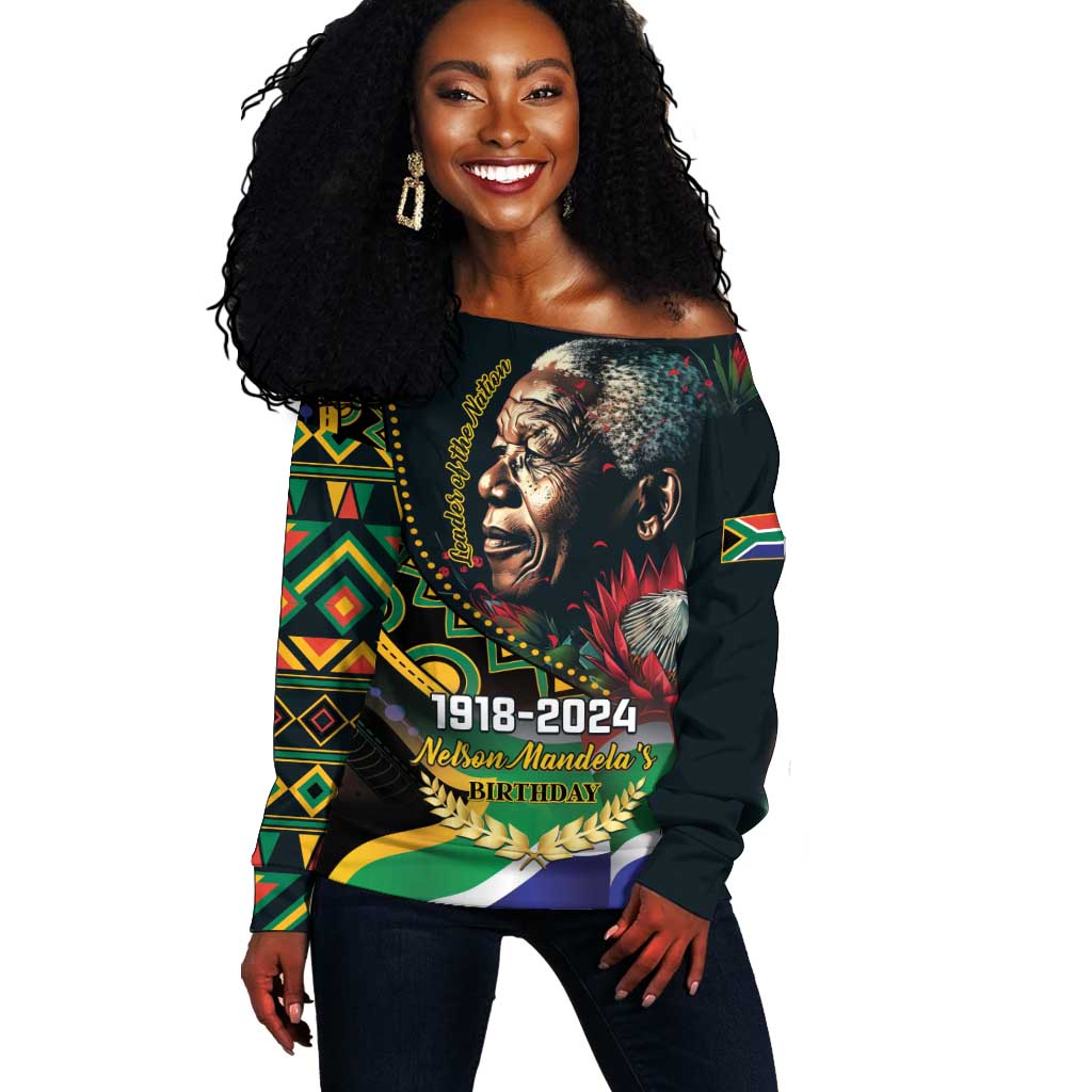 Nelson Mandela Birthday Off Shoulder Sweater Leader of the Nation LT01