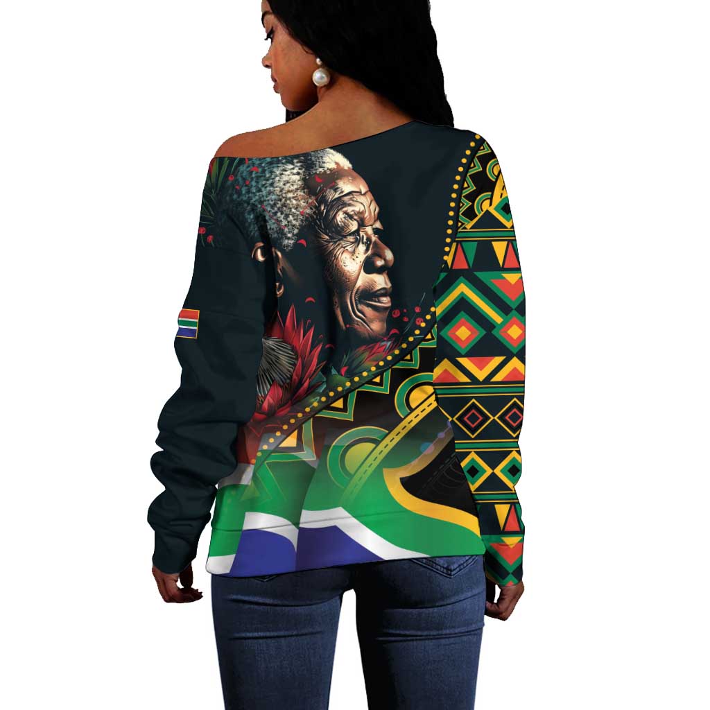 Nelson Mandela Birthday Off Shoulder Sweater Leader of the Nation LT01