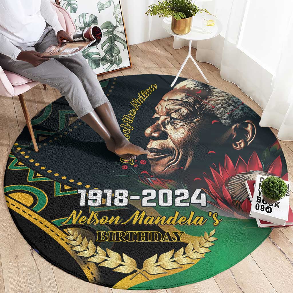 Nelson Mandela Birthday Round Carpet Leader of the Nation LT01