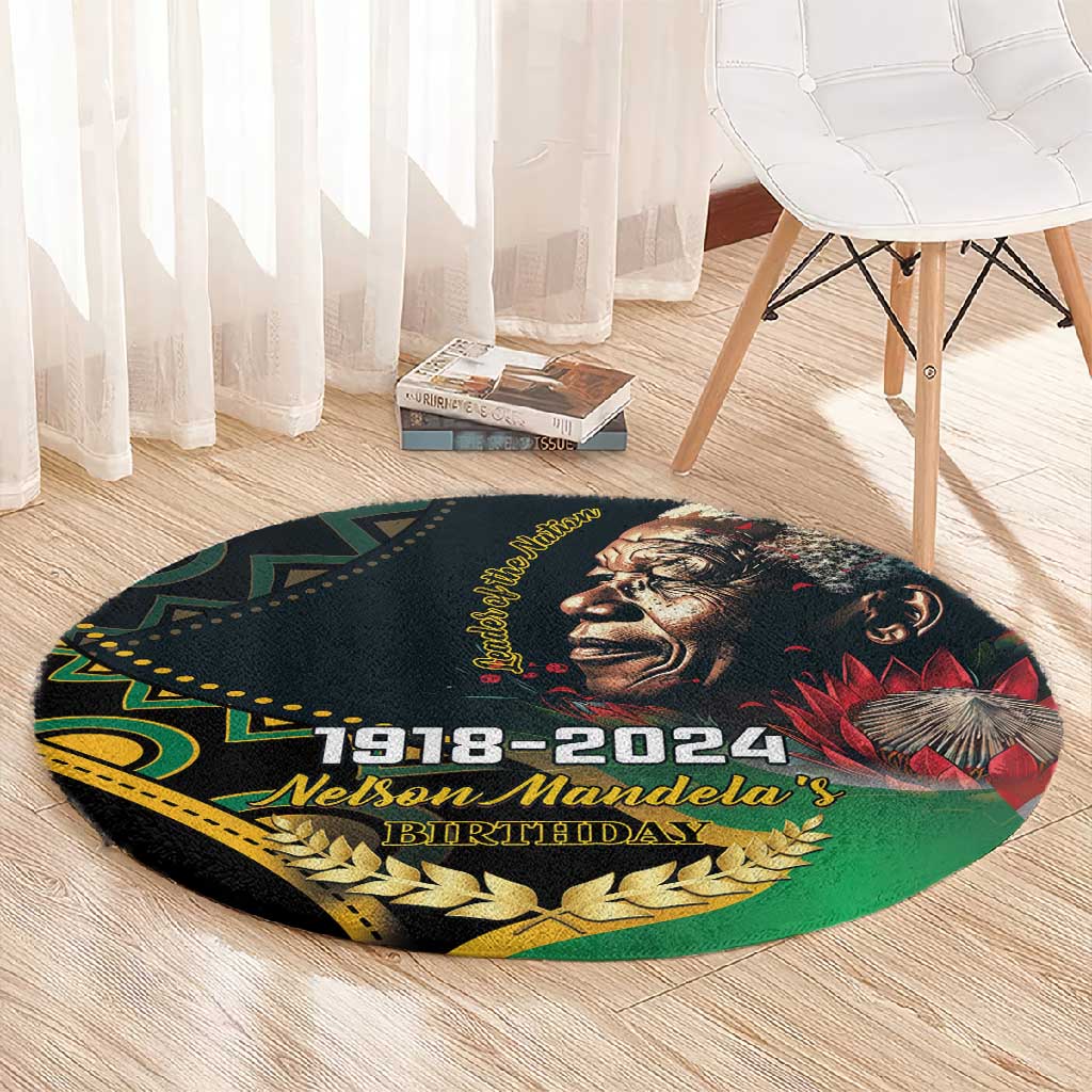 Nelson Mandela Birthday Round Carpet Leader of the Nation LT01