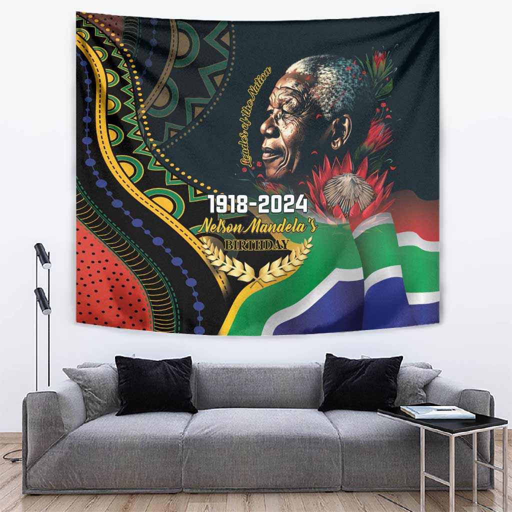 Nelson Mandela Birthday Tapestry Leader of the Nation LT01