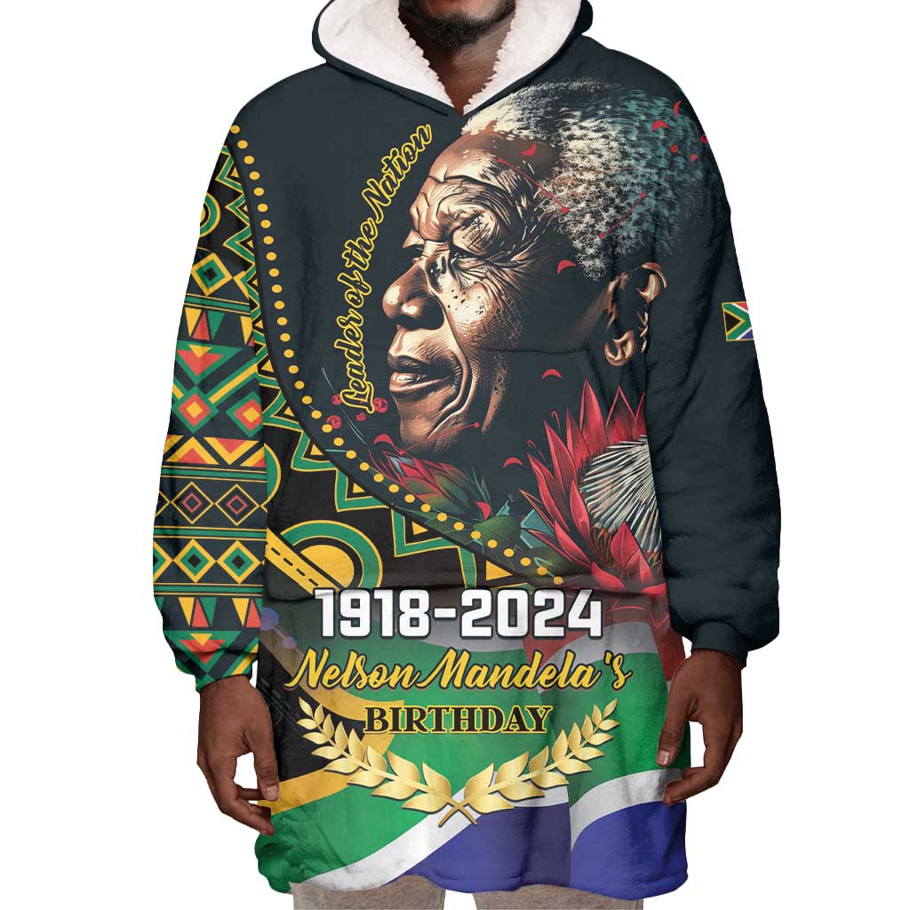 Nelson Mandela Birthday Wearable Blanket Hoodie Leader of the Nation LT01