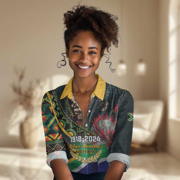 Nelson Mandela Birthday Women Casual Shirt Leader of the Nation LT01