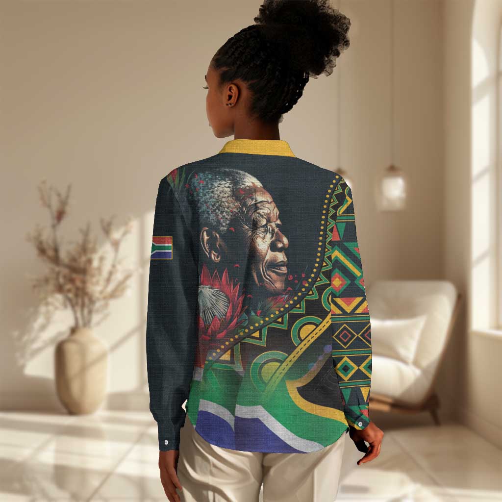 Nelson Mandela Birthday Women Casual Shirt Leader of the Nation LT01