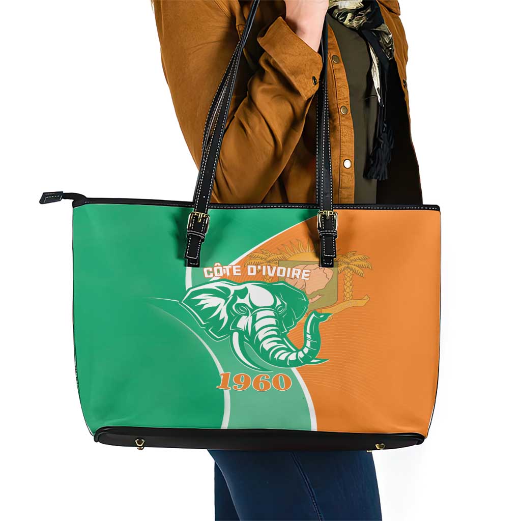 Ivory Coast Independence Day Leather Tote Bag Cote d Ivoire Elephant LT01