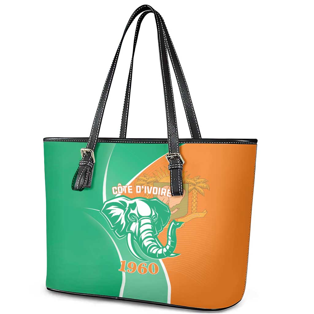 Ivory Coast Independence Day Leather Tote Bag Cote d Ivoire Elephant LT01