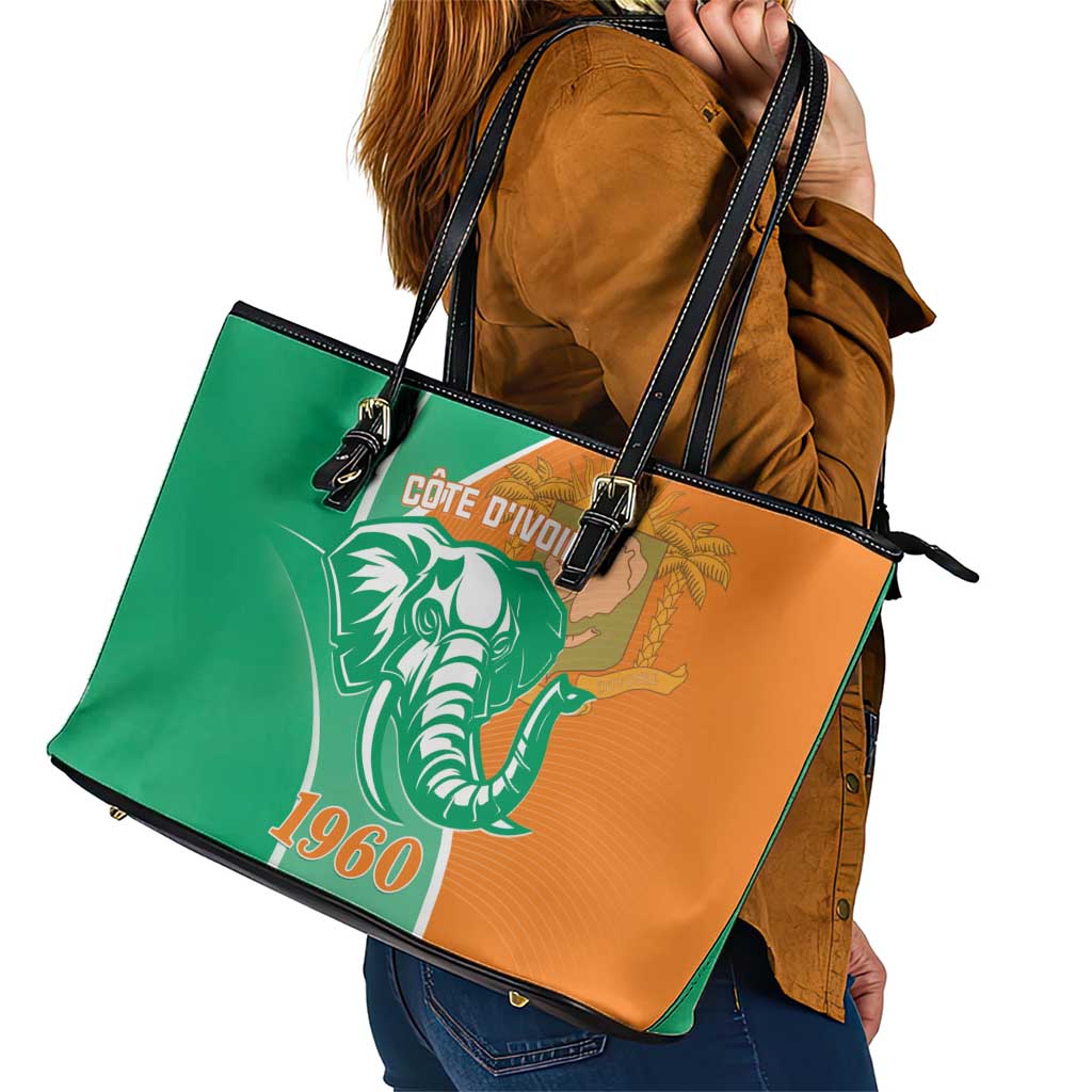 Ivory Coast Independence Day Leather Tote Bag Cote d Ivoire Elephant LT01