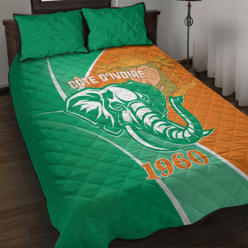 Ivory Coast Independence Day Quilt Bed Set Cote d Ivoire Elephant LT01