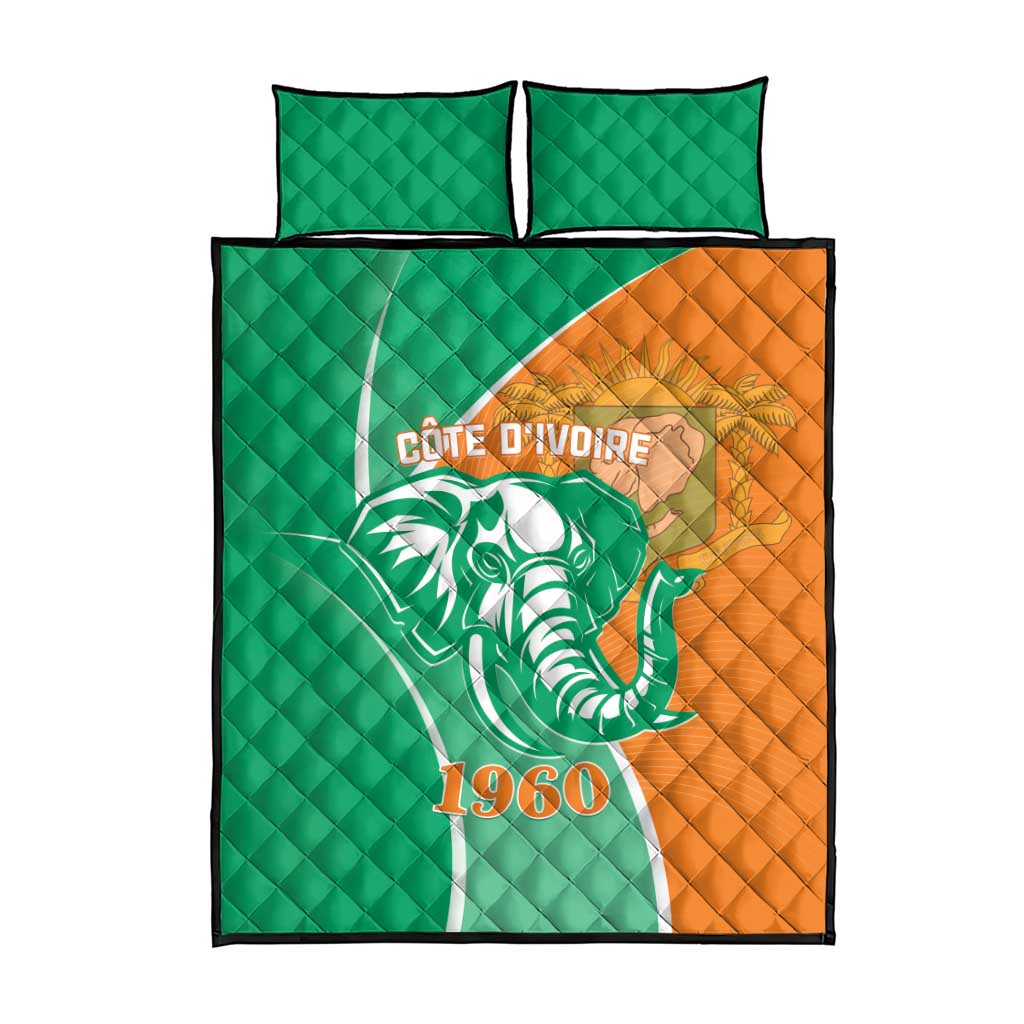 Ivory Coast Independence Day Quilt Bed Set Cote d Ivoire Elephant LT01